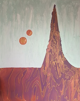 DETRAXIA I. Acrylic and resin on canvas. 20 x 16 x 0.5 inches.